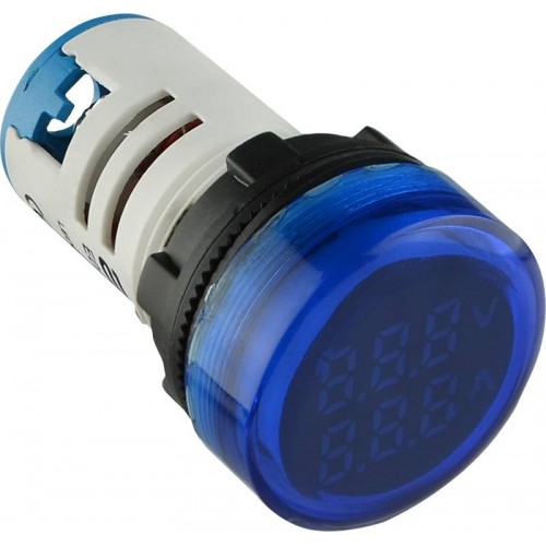 Круглий цифровий вимірювач універсальний струму+напруги ED16-22 VAD 0-100A, 50-500В синій (A0190010137) АСКО-УКРЕМ