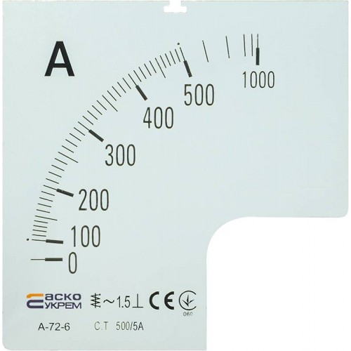 Шкала 500/5А до амперметра А-72-6 (A0190010074) АСКО-УКРЕМ