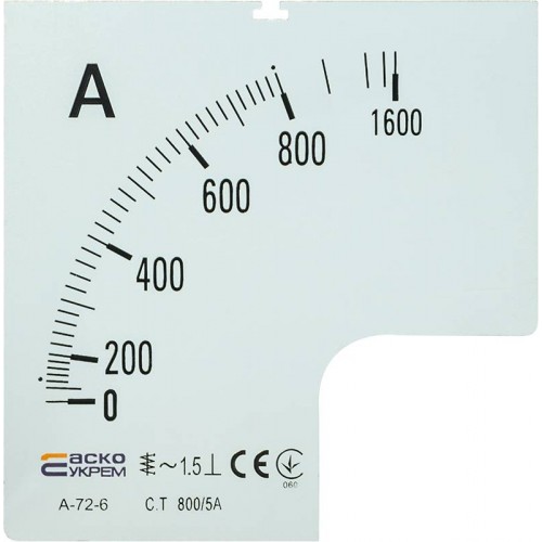 Шкала 800/5А до амперметра А-72-6 (A0190010076) АСКО-УКРЕМ