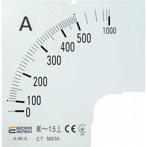 Шкала 500/5А до амперметра А-96-6 (A0190010086) АСКО-УКРЕМ