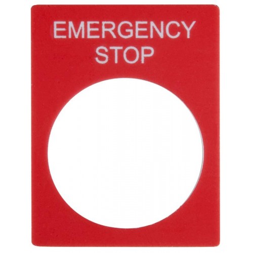 Табличка маркувальна EMERGENCY STOP червона прямокутна для кнопок XB2 (A0140010069) АСКО-УКРЕМ