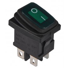 Перемикач 1 клавішний вологозахищений зелений з підсвічуванням KCD1-4-201NW GR/B 220V (A0140040066) АСКО-УКРЕМ