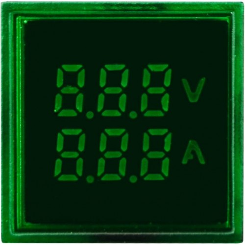 Квадратний цифровий вимірювач універсальний струму+напруги ED16-22 FVAD 0-100A, 50-500В зелений (A0190010049) АСКО-УКРЕМ