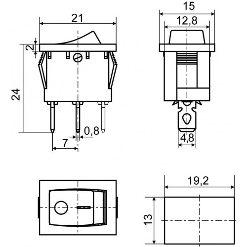 Перемикач 1 клавішний червоний з підсвічуванням KCD1-2-101N R/B 220V (A0140040053) АСКО-УКРЕМ