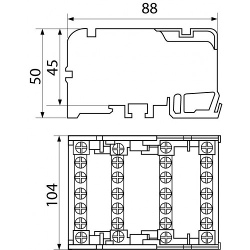 Нульова шина в корпусі VC-411 4х11 (4 бруска по 11 отворів) (A0150120021) АСКО-УКРЕМ