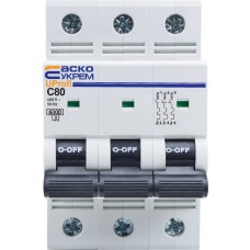 Модульний автоматичний вимикач UProfi 3р 80А C 6kА (A0010210121) АСКО-УКРЕМ