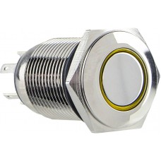 Кнопка металева пласка з підсвічуванням TYJ 16-261 1NO+1NC, жовта 220V. (A0140010094) АСКО-УКРЕМ