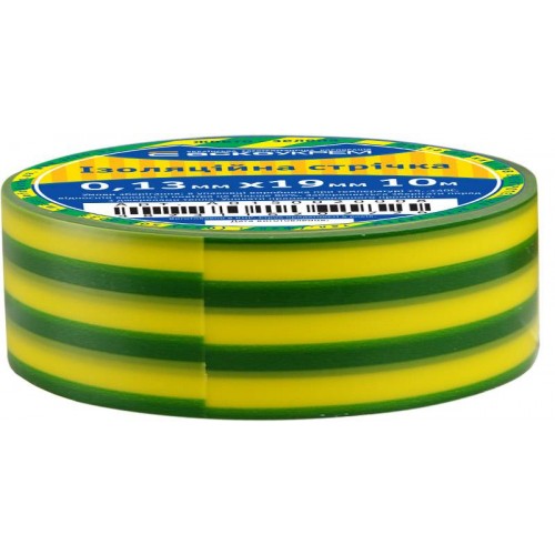 Ізоляційна стрічка 0,13мм×19мм/10м жовто-зелена (A0150020008) АСКО-УКРЕМ
