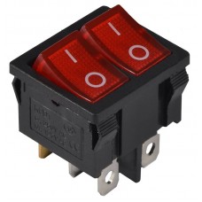 Перемикач 2 клавішний червоний з підсвічуванням KCD1-6-2101N R/B 220V (A0140040084) АСКО-УКРЕМ