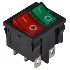Перемикач 2 клавішний зелений+червоний з підсвічуванням KCD1-6-2101N GR+R/B 220V (A0140040085) АСКО-УКРЕМ