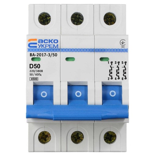 Автоматичний вимикач ВА-2017/D 3р 50А (A0010170106) АСКО-УКРЕМ