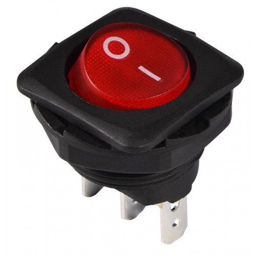 Перемикач 1 клавішний з червоним підсвічуванням кругла клавіша KCD1-7-101N R/B (A0140040093) АСКО-УКРЕМ