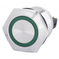 Кнопка TYJ 22-271 металева пласка з підсвічуванням, 1NO+1NC, зелена 220V (A0140010132) АСКО-УКРЕМ