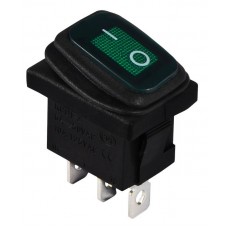 Перемикач 1 клавішний вологозахищений зелений з підсвічуванням KCD1-2-101NW GR/B 220V (A0140040059) АСКО-УКРЕМ
