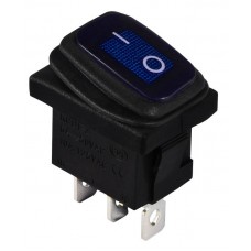 Перемикач 1 клавішний вологозахищений синій з підсвічуванням KCD1-2-101NW BL/B 220V (A0140040061) АСКО-УКРЕМ