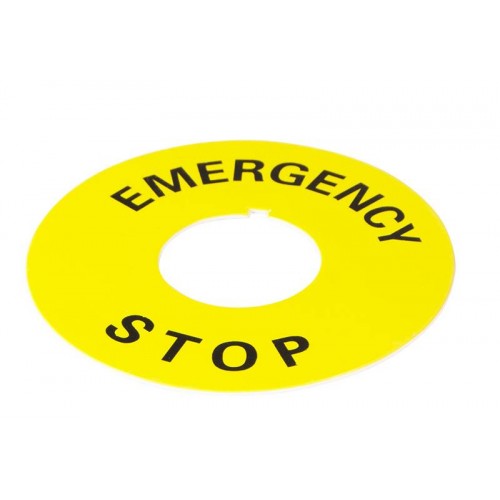 Табличка маркувальна EMERGENCY STOP жовта кругла для кнопок XB2 (A0140010073) АСКО-УКРЕМ