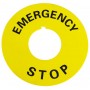 Табличка маркувальна EMERGENCY STOP жовта кругла для кнопок XB2 (A0140010073) АСКО-УКРЕМ