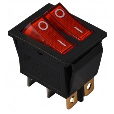 Перемикач 2 клавішний червоний з підсвічуванням KCD2-2101N R/B 220V (A0140040109) АСКО-УКРЕМ