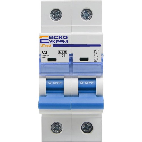 Модульний автоматичний вимикач UTrust 2р 3А С 6kА (A0010210060) АСКО-УКРЕМ