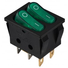 Перемикач 2 клавішний зелений з підсвічуванням KCD2-5-2101N GR/B 220V (A0140040118) АСКО-УКРЕМ