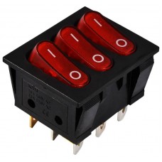 Перемикач 3 клавішний червоний з підсвічуванням KCD2-3101N R/B 220V (A0140040120) АСКО-УКРЕМ