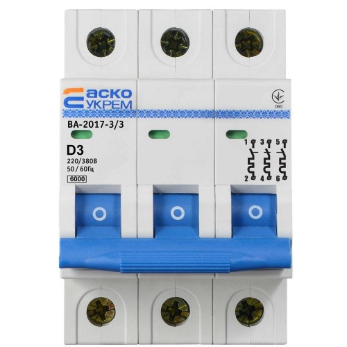 Автоматичний вимикач ВА-2017/D 3р 3А (A0010170096) АСКО-УКРЕМ