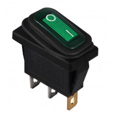 Перемикач 1 клавішний вологозахищений зелений з підсвічуванням KCD3-101NW GR/B 220V (A0140040035) АСКО-УКРЕМ