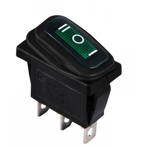 Перемикач 1 клавішний перекидний вологозахищений зелений KCD3-103W GR/B (A0140040043) АСКО-УКРЕМ