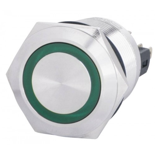 Кнопка TYJ 22-271 металева пласка з підсвічуванням, 1NO+1NC, зелена 24V (A0140010141) АСКО-УКРЕМ