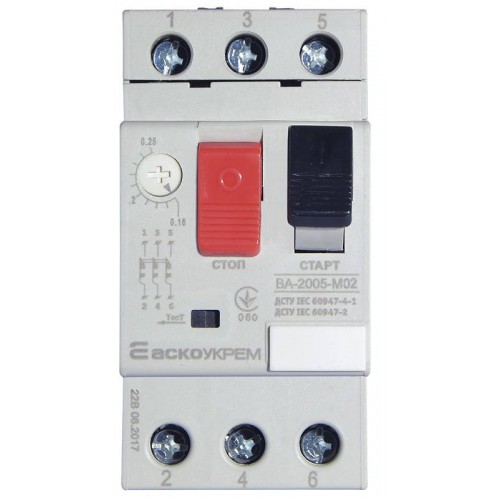 Автоматичний вимикач захисту двигуна ВА-2005 М02 (0,16-0,25А) (A0010050014) АСКО-УКРЕМ
