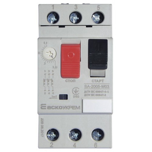 Автоматичний вимикач захисту двигуна ВА-2005 М03 (0,25-0,40А) (A0010050015) АСКО-УКРЕМ