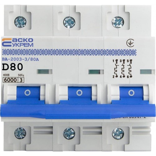 Автоматичний вимикач ВА-2003/D 3р 80А (A0010030003) АСКО-УКРЕМ