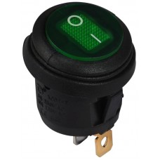 Перемикач 1 клавішний круглий вологозахищений зелений з підсвічуванням KCD1-5-101NW GR/B 220V (A0140040075) АСКО-УКРЕМ