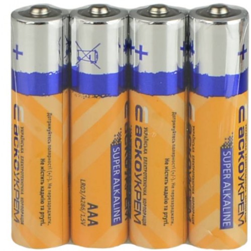 Батарейка лужна AАА.LR03.SP4 (shrink 4) (Аско.LR03.SP4) АСКО-УКРЕМ