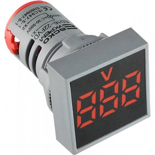 Квадратний цифровий вимірювач напруги ED16-22FVD 30-500В АС червоний (A0190010035) АСКО-УКРЕМ