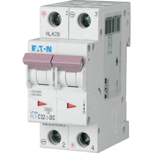 Автоматичний вимикач постійного струму 32 А 2 полюси PL7-C32/2-DC 10 кА (264905) EATON