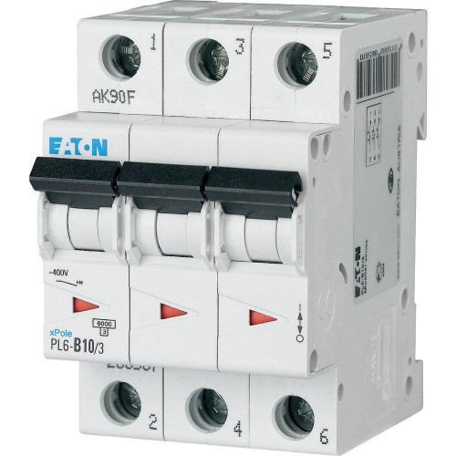 Автоматичний вимикач 10 А 3 полюси PL6-D10/3 6 кА (286611) EATON