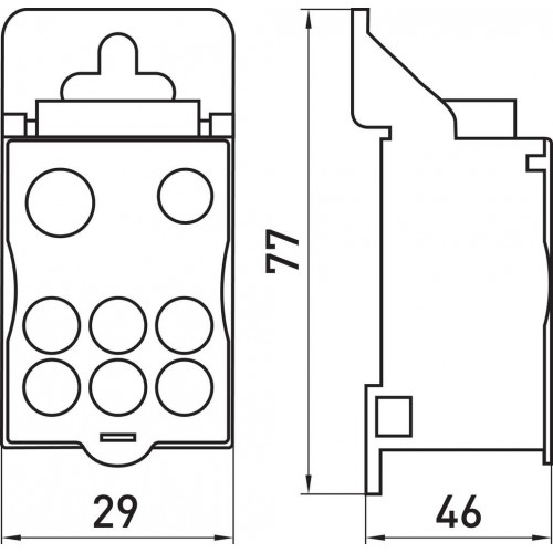 Блок розподільчий на DIN-рейку 125 А вхід 1х10-35 1х6-16 мм2 вихід 6х2,5-16 мм2 (p0680002) E.NEXT