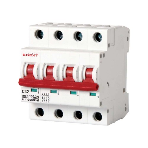 Модульний автоматичний вимикач 3+N полюси 32 А характеристика C 10 кА серія INDUSTRIAL (i0190015) E.NEXT