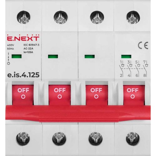 Вимикач навантаження на DIN-рейку 4 полюси 125 А (p008028) E.NEXT