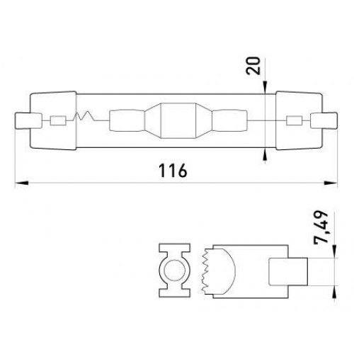 Лампа метало-галогенова патрон RX7s 116 мм 70 Вт (l0150003) E.NEXT