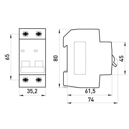 Модульний автоматичний вимикач 2 полюси 63 А характеристика В 4,5 кА серія STAND (s001023) E.NEXT
