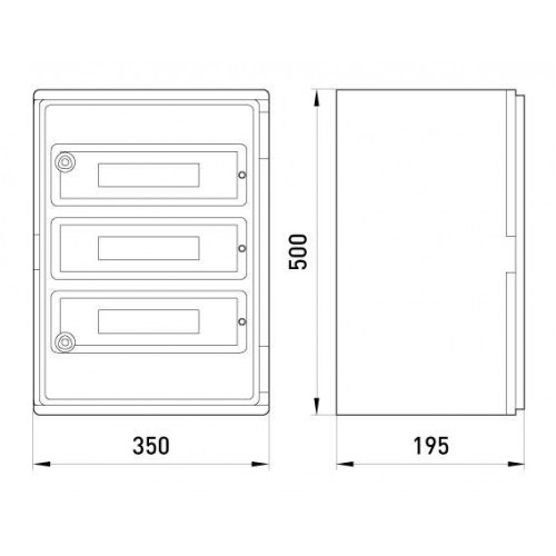 Корпус удароміцний з АБС-пластика 350х500х195 мм з панеллю під 45 модулів IP65 (CP5107) E.NEXT