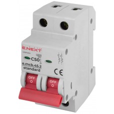 Модульний автоматичний вимикач 2 полюси 50 А характеристика C 4,5 кА серія STAND (s002022) E.NEXT