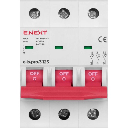Вимикач навантаження на DIN-рейку 3 полюси 125 А (p008010) E.NEXT