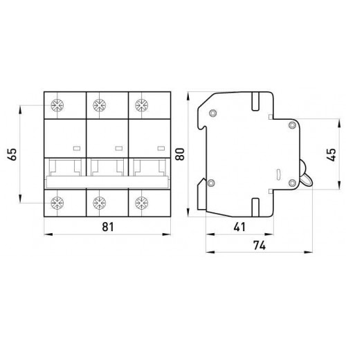 Модульний автоматичний вимикач 3 полюси 63 А характеристика K 6 кА серія PRO (p0430005) E.NEXT
