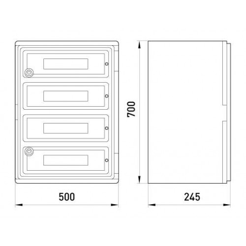Корпус удароміцний з АБС-пластика 500х700х245 мм з прозорими дверцятами та панеллю під 88 модулів IP65 (CP5116) E.NEXT