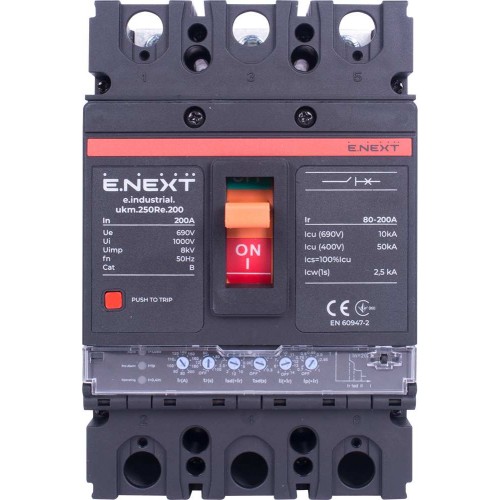 Силовий автоматичний вимикач з електронним розчеплювачем 3 полюси 200 А серія 250Re INDUSTRIAL (i0770043) E.NEXT