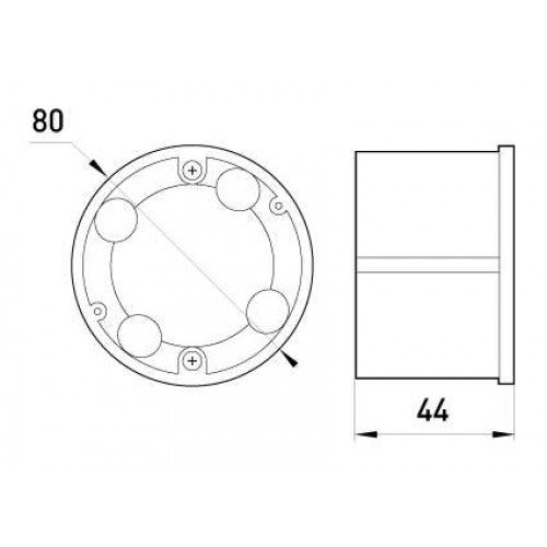 Коробка розподільна кругла з кришкою 80 мм гіпсокартон упор ПВХ (s027005) E.NEXT