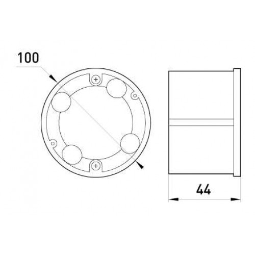 Коробка розподільна кругла з кришкою 100 мм гіпсокартон упор ПВХ (s027012) E.NEXT